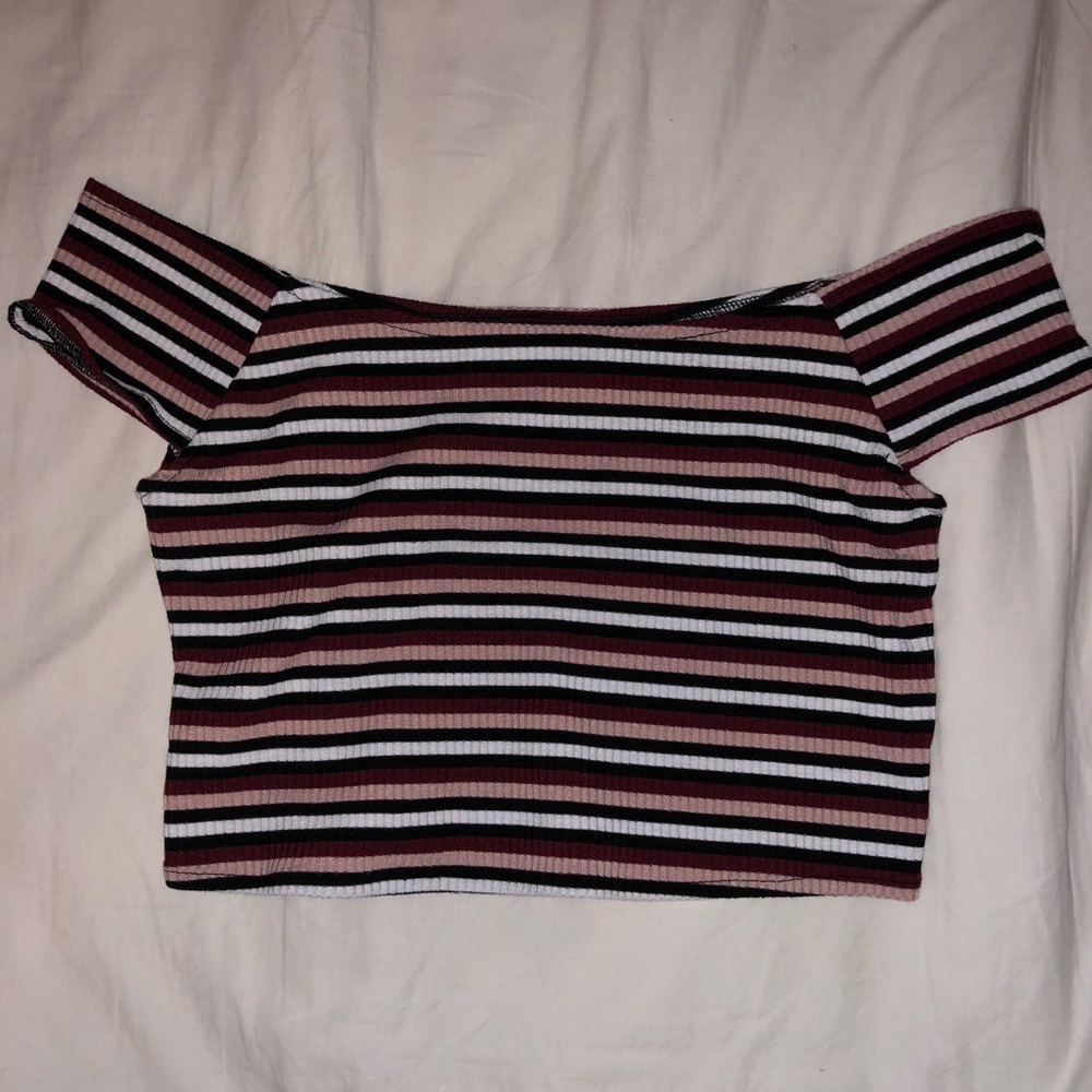 Purrr melrose striped crop top